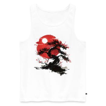Japanese Tree Buddhism Roter Mond Aesthetic Bonsai - Männer Premium Bio Tank Top - Weiß - Vorne - AI Model Male 178 light (178cm)