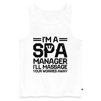 Gestionnaire de SPA Emploi Bien-être Drôle Gestion de SPA Sayi - Débardeur bio Premium Homme - blanc - Devant - Michal (187cm)
