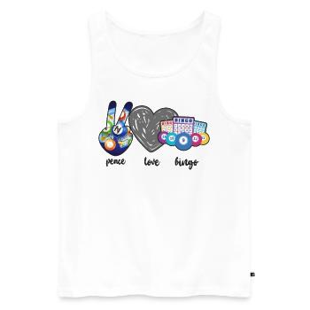 Joueur de bingo Peace Love Bingo - Débardeur bio Premium Homme - blanc - Devant - Michal (187cm)