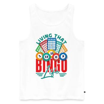 Joueur de bingo vivant ce bingo - Débardeur bio Premium Homme - blanc - Devant - Michal (187cm)