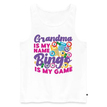 Joueur de bingo Grand-mère Grand-mère est mon - Débardeur bio Premium Homme - blanc - Devant - Michal (187cm)