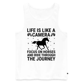 Pferdefotografie Reiten Pferde Hobby Ph - Männer Premium Bio Tank Top - Weiß - Vorne - Michal (187cm)