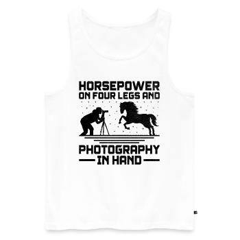 Pferdefotografie Reiten Pferde Hobby Ph - Männer Premium Bio Tank Top - Weiß - Vorne - Michal (187cm)