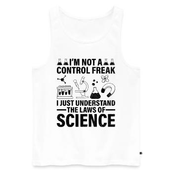Professeur de sciences Professeur d’école Biologie Chimie P - Débardeur bio Premium Homme - blanc - Devant - AI Model Male 178 light (178cm)