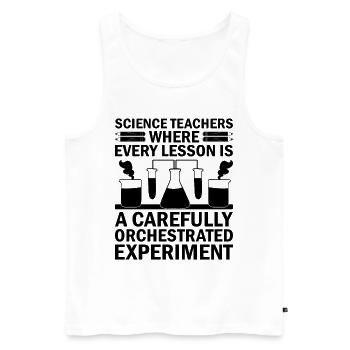 Professeur de sciences Professeur d’école Biologie Chimie P - Débardeur bio Premium Homme - blanc - Devant - AI Model Male 178 light (178cm)