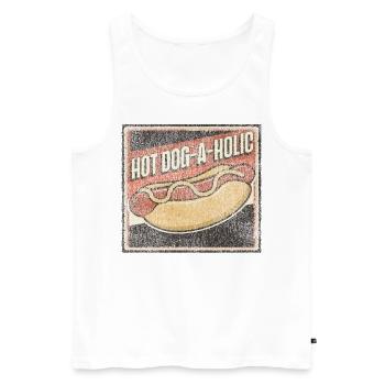 Hot Dog Adulte Vintage Chaud - Débardeur bio Premium Homme - blanc - Devant - Michal (187cm)