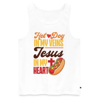 Hot Dog Adult Jesus Faith - Men's Premium Organic Tank Top - white - Front - Michal (187cm)