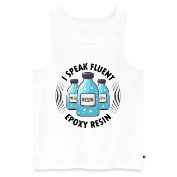 Funny epoxy resin saying - Men's Premium Organic Tank Top - white - Front - AI Model Male 178 light (178cm)