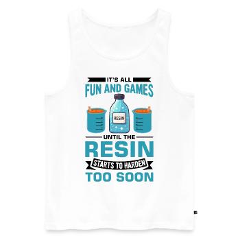 Funny epoxy resin saying - Men's Premium Organic Tank Top - white - Front - AI Model Male 178 light (178cm)