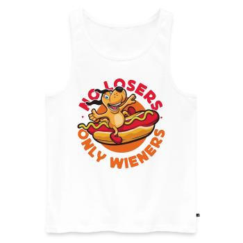 Hot Dog Jeu de mots pour adultes Pas de perdants seulement - Débardeur bio Premium Homme - blanc - Devant - Michal (187cm)