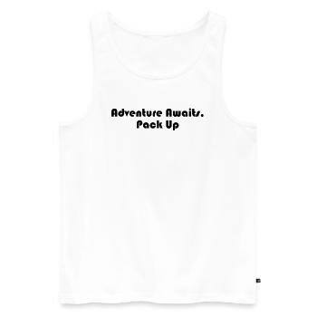 Wandern - Adventure Awaits, Pack Up - Männer Premium Bio Tank Top - Weiß - Vorne - Michal (187cm)
