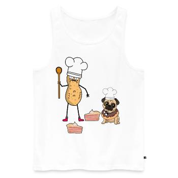 Cacahuète Anniversaire Salutations d’anniversaire Gâteau Cuisson - Débardeur bio Premium Homme - blanc - Devant - AI Model Male 178 light (178cm)
