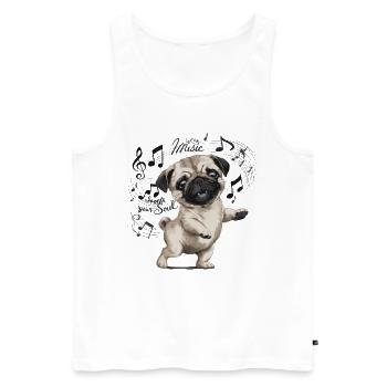 Lass die Musik deine Seele Tanzender Mops - Männer Premium Bio Tank Top - Weiß - Vorne - Michal (187cm)