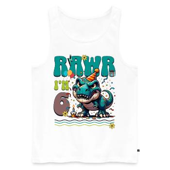 6ème anniversaire Rawr T Rex Dinosaure - Débardeur bio Premium Homme - blanc - Devant - Michal (187cm)
