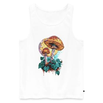 Cottagecore Mondphasen Pilz Goblincore Vintage - Männer Premium Bio Tank Top - Weiß - Vorne - AI Model Male 178 light (178cm)