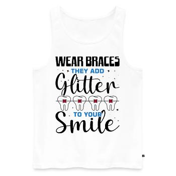 Witziger Zahnspangen Spruch - Männer Premium Bio Tank Top - Weiß - Vorne - AI Model Male 178 light (178cm)