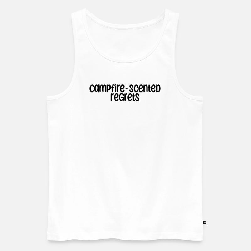 Camping - Campfire-scented regrets - Männer Premium Bio Tank Top - Weiß