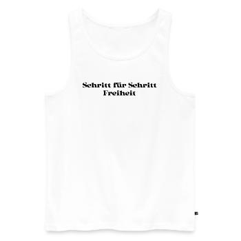 Hiking - step by step freedom - Men's Premium Organic Tank Top - white - Front - AI Model Male 178 light (178cm)