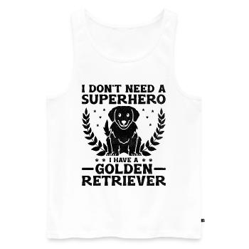 Je n’ai pas besoin d’un super-héros J’ai un golden retriever - Débardeur bio Premium Homme - blanc - Devant - Michal (187cm)