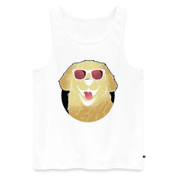 Golden Retriever Sonnenbrille GR Dog Retriever - Männer Premium Bio Tank Top - Weiß - Vorne - Michal (187cm)