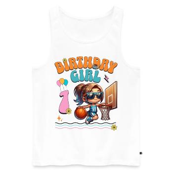 basket-ball 1er anniversaire fille basketteur - Débardeur bio Premium Homme - blanc - Devant - Michal (187cm)