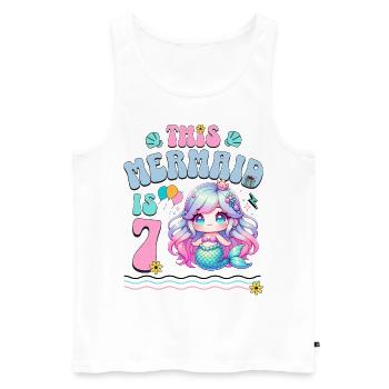 Sirène 7ème anniversaire fille enfants - Débardeur bio Premium Homme - blanc - Devant - Michal (187cm)