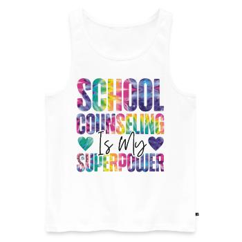 Conseillère scolaire Tie Dye School - Débardeur bio Premium Homme - blanc - Devant - Michal (187cm)