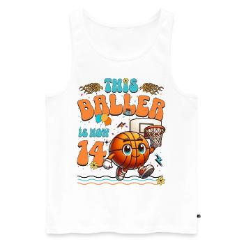 Basketball 14e anniversaire Fête d’anniversaire des enfants - Débardeur bio Premium Homme - blanc - Devant - Michal (187cm)