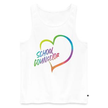 Conseiller d’école Coeur Aquarelle - Débardeur bio Premium Homme - blanc - Devant - Michal (187cm)
