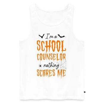 Conseillère scolaire Maman Halloween Je suis - Débardeur bio Premium Homme - blanc - Devant - AI Model Male 178 light (178cm)