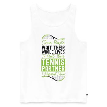 Funny Tennis Player Racket Husband - Men's Premium Organic Tank Top - white - Front - Michal (187cm)