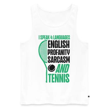 Drôle de joueur de tennis raquette je parle - Débardeur bio Premium Homme - blanc - Devant - Michal (187cm)