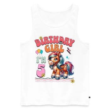 5ème anniversaire fille équitation - Débardeur bio Premium Homme - blanc - Devant - Michal (187cm)