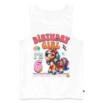 6ème anniversaire fille équitation - Débardeur bio Premium Homme - blanc - Devant - Michal (187cm)