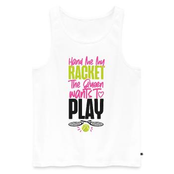 Funny Tennis Player Racket Queen - Männer Premium Bio Tank Top - Weiß - Vorne - Michal (187cm)