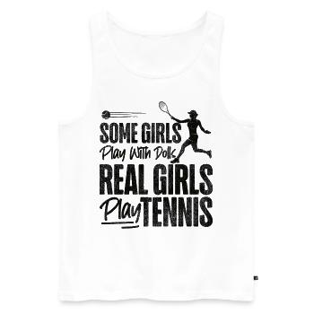 Drôle de joueur de tennis raquette fille - Débardeur bio Premium Homme - blanc - Devant - Michal (187cm)