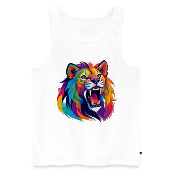 Lion , fauve, animal sauvage, félin - Débardeur bio Premium Homme - blanc - Devant - Michal (187cm)