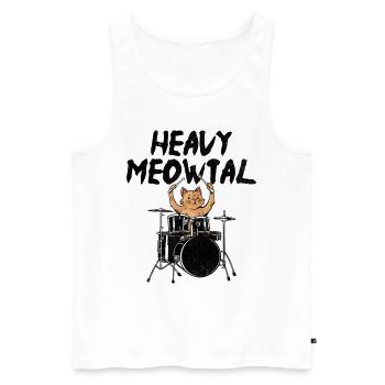 Heavy Meowtal tambour tambour batteur amoureux des chats - Débardeur bio Premium Homme - blanc - Devant - Michal (187cm)