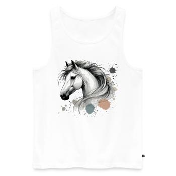 cheval, équitation, cavalier, propriétaire de cheval, sport équestre - Débardeur bio Premium Homme - blanc - Devant - Michal (187cm)