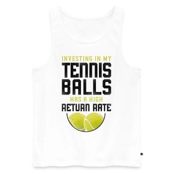 Funny Tennis Player Racket Pun - Men's Premium Organic Tank Top - white - Front - AI Model Male 178 light (178cm)