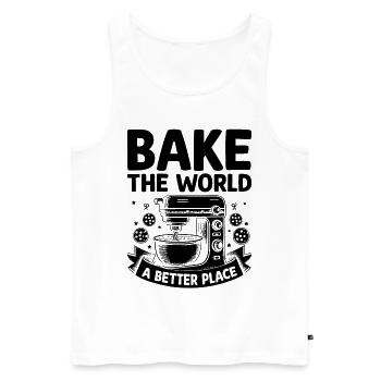 Cuire le monde A Better Place Boulanger Pâtisserie Pâtisserie - Débardeur bio Premium Homme - blanc - Devant - Michal (187cm)
