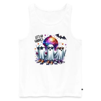 Look de partenaire d’Halloween Let’s Go Ghouls Design - Débardeur bio Premium Homme - blanc - Devant - Michal (187cm)