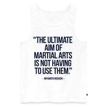 Miyamoto Musashi, das ultimative Ziel der Kampfkünste - Männer Premium Bio Tank Top - Weiß - Vorne - Michal (187cm)
