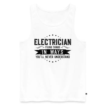 Électricien collègues cadeau profession dire drôle - Débardeur bio Premium Homme - blanc - Devant - Michal (187cm)