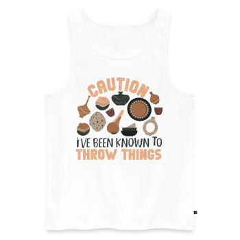 Pottery Ceramics Artist Caution - Männer Premium Bio Tank Top - Weiß - Vorne - Michal (187cm)