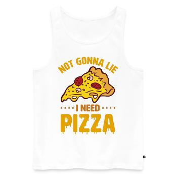 Drôle de dicton de pizza - Débardeur bio Premium Homme - blanc - Devant - Michal (187cm)