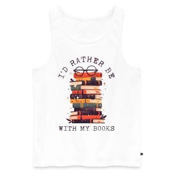 Je préfère être avec mes livres Lesen Buchliebhaber - Débardeur bio Premium Homme - blanc - Devant - Michal (187cm)