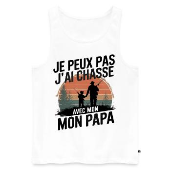Je peux pas j'ai Chase Avec mon papa - Débardeur bio Premium Homme - blanc - Devant - Michal (187cm)