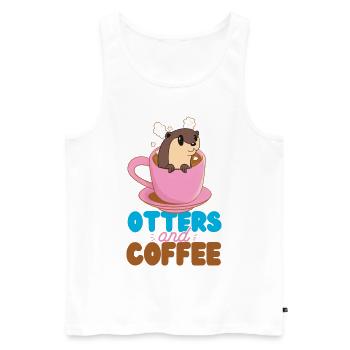 Otter Coffee Otters And Coffee - Men's Premium Organic Tank Top - white - Front - AI Model Male 178 light (178cm)