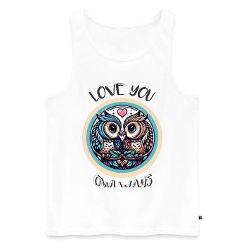 Hiboux mon hibou de la Saint-Valentin - Débardeur bio Premium Homme - blanc - Devant - Michal (187cm)